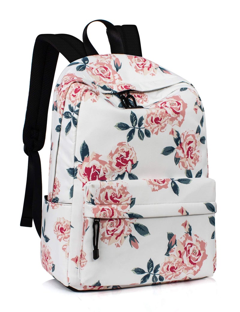 Leaper Travel Backpack for Women Girls Water Resistant Backpack for School Laptop Backpack Kids Backpack Kawaii Bookbag Floral Beige - Image 1